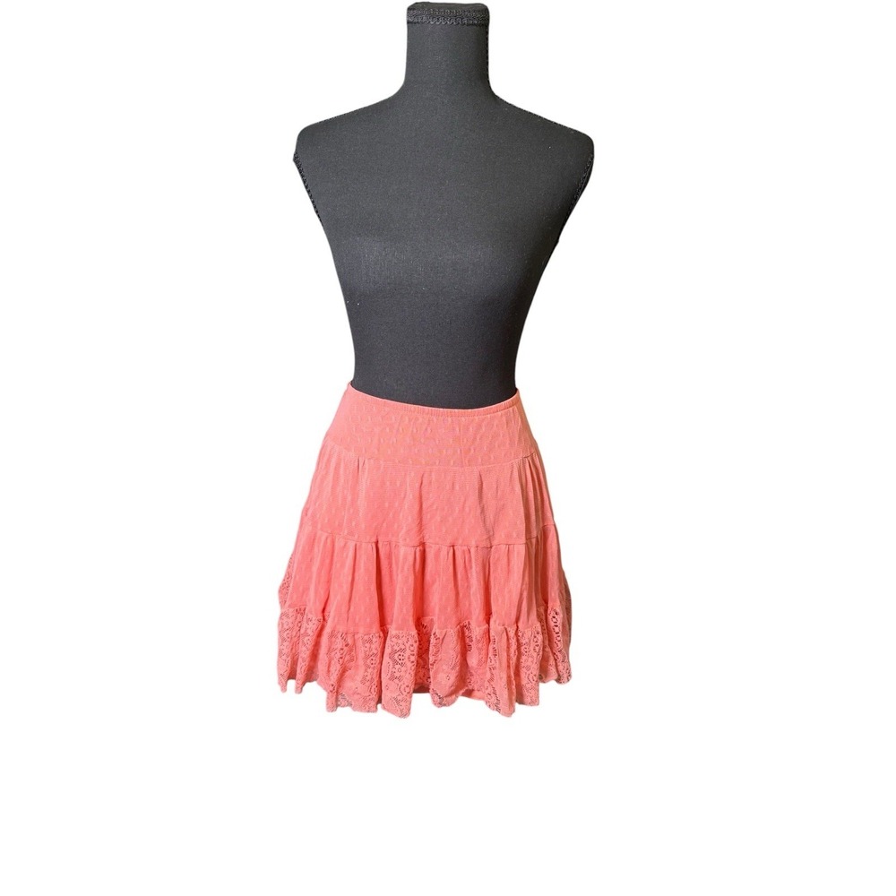 Intimately Free People Coral Lace Tiered Miniskirt Size Small